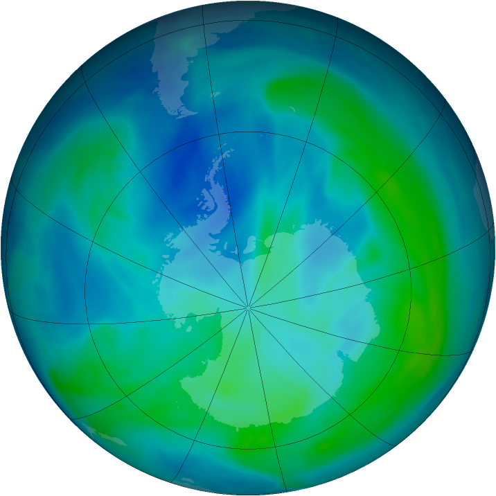 Antarctic ozone map for 23 February 2006